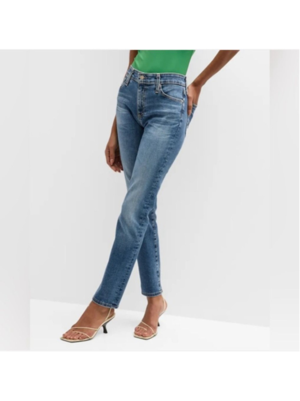 AG Adriano Goldschmied Blue Mari High-Rise Straight Leg‎ Jeans #50 Size 25